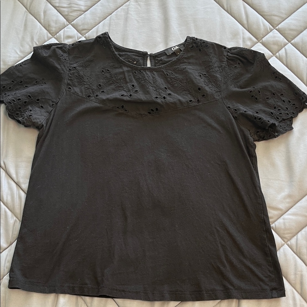 Chic Black Eyelet Blouse